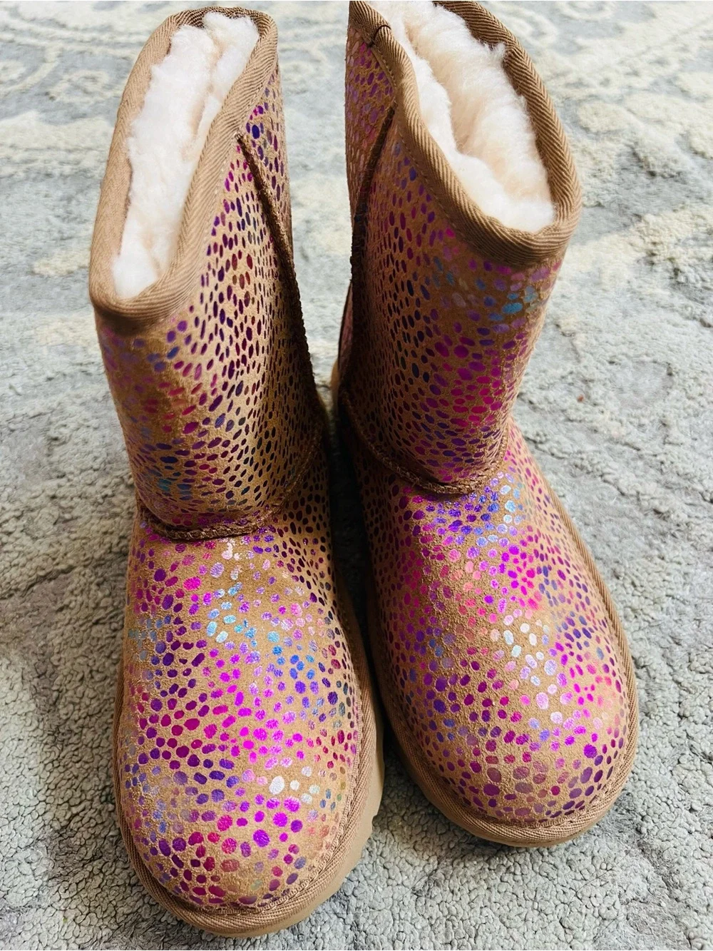 NEW❤️UGG Girls Sparkle Pink Sequin Winter Boots SZ5